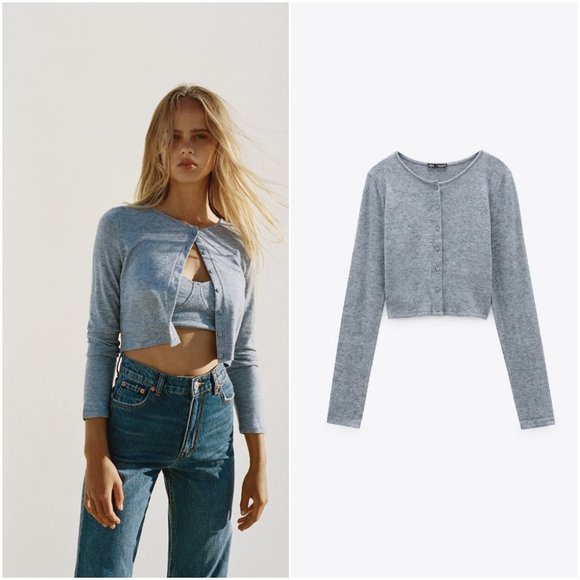 Zara Sweaters - NWT Zara Size S Gray Cropped Jacket